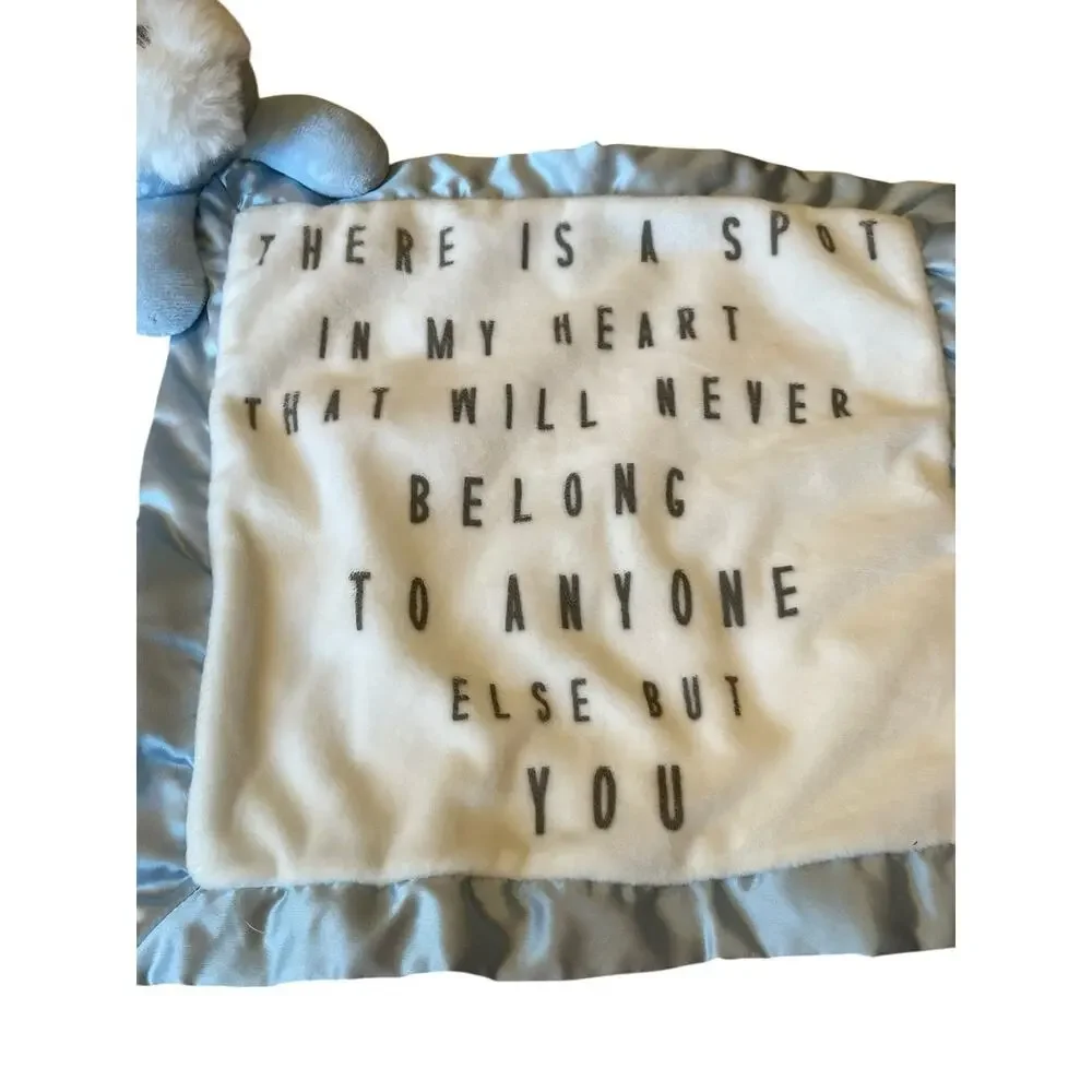 Mud Pie Dog Lovey Security Blanket White Blue Puppy Quote Spot In My Heart 12”